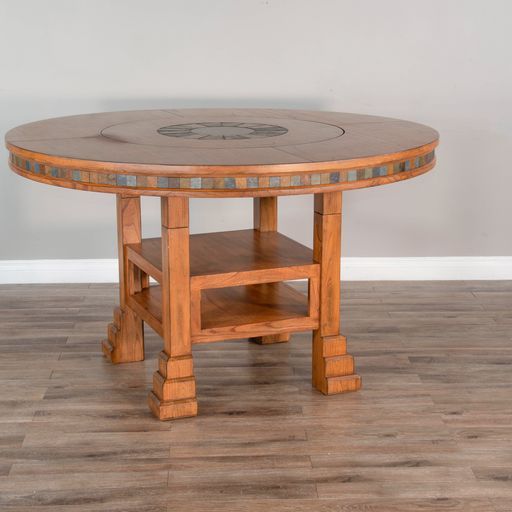 Sedona - 60" Round Table With Lazy Susan - Light Brown